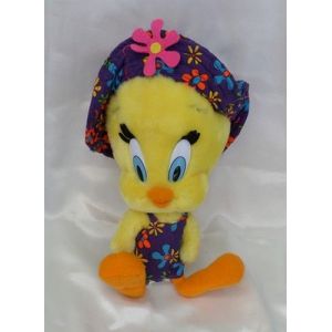 Doudou Peluche Titi Looney Tunes Habillement Violet Fleuri Play By Play 2001 - Occasion