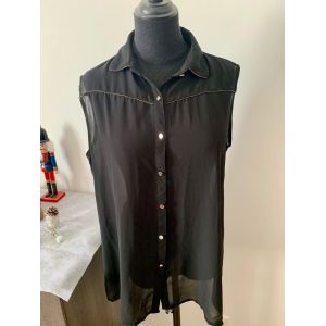 Chemisier Transparent Sans Manches Noir Pour Femme - Occasion