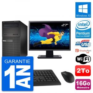 PC Tour Dell XE2 MT Ecran 27" Pentium G3220 RAM 16Go Disque 2To Windows 10 Wifi - Occasion