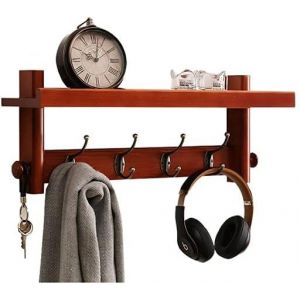 Patere,Porte-Manteau Mural Porte-Manteau Mural Porte-Manteau Mural Simple Avec Étagère De Rangement Porte-Manteau Créatif Pour Porte-Manteau D'entrée(Couleur : Marron, Taille : 4 Crochets) - Occasion