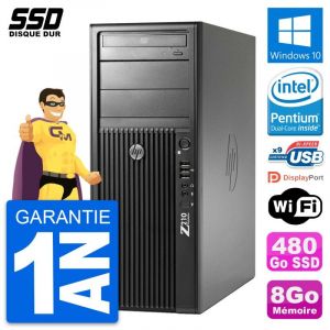 PC Tour HP WorkStation Z210 Intel Pentium G630 RAM 8Go SSD 480Go Windows 10 Wifi - Occasion