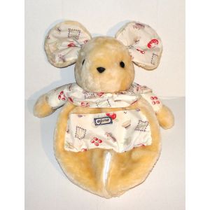 Peluche Souris Range Pyjama Ajena - Doudou Souris Beige Tissus Décoré - Occasion