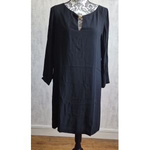 Robe Manche Longue Fluide Noire Tara Jarmon Taille 40 L - Occasion