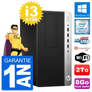 PC Tour HP ProDesk 600 G3 Intel Core i3-6100 RAM 8Go Disque 2To Windows 10 Wifi - Occasion