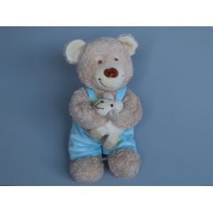 Doudou ours musical Tex Baby mouton bleu vert beige - Occasion