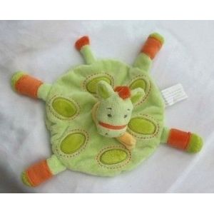 Doudou Peluche Plat Rond Ane Cheval Vert Orange Echarpe Orange Clair La Halle Kimbaloo - Occasion