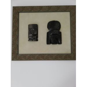 Cadre décoratif avec Statuettes Mexicaine "Maya - Occasion