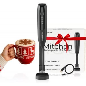 Mitchen 180 | Mousseur de Lait Double Vitesse, Performance Barista. Mousseur &agrave; Lait Rechargeable avec 6 Mois d'Autonomie. Milk Frother pour Cappuccino, Matcha Latte, Boissons V&eacute;g&eacute;tales - Occasion