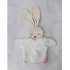 Doudou Plat Gant Blanc et Rose Marionnette Lapin Kaloo - Occasion