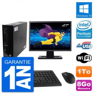 PC HP Pro 3300 SFF Ecran 27" Pentium G630 RAM 8Go Disque Dur 1To Windows 10 Wifi - Occasion