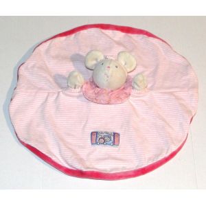doudou moulin roty lila patachon rayé rose souris mouchoir rond - Occasion