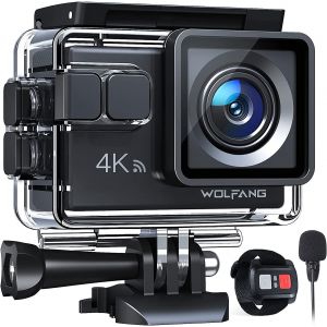 WOLFANG Caméra Sportive GA100 4K 30 FPS, caméscope WiFi de 20 MP, caméra sous-Marine 40 m avec Double Microphone, télécommande, EIS Anti-Vibration - Occasion