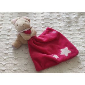 Doudou Mouchoir Rose Lapin Beige Babynat Luminescent Étoiles - Occasion