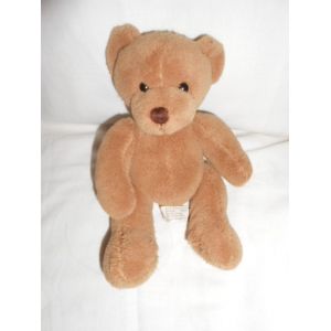 Doudou Peluche Ours Marron Caramel Vertbaudet Vert Baudet Assis 17cm - Occasion