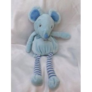 Doudou Peluche Souris Bleu Rayures Blanc Fleur Arthur Et Lola B&eacute;bisol - Occasion