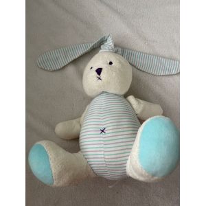 Doudou Peluche Okaidi Ray&eacute; Bleu Mauve Violet Grand Model - Occasion