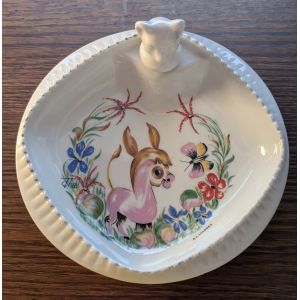 Assiette Chauffante Bébé En Porcelaine De Limoges - Décor Âne - Occasion