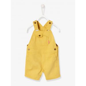Salopette Courte En Toile Couleur Bébé Garçon - Jaune (Vertbaudet) - Occasion