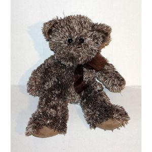 Peluche Ours Marron Chiné Blanc Doudou Ourson 42 Cm - Occasion