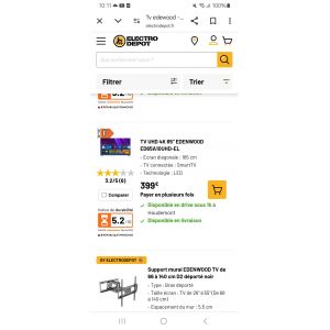 Edenwood ED65A10UHD-EL - 65" - TV 1m65 - Occasion