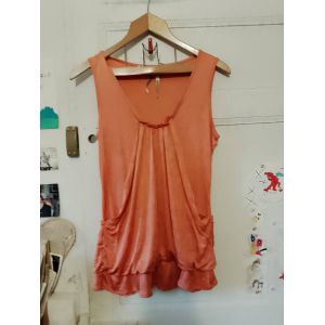 D&eacute;bardeur Orange Devant Pliss&eacute; 36 S Anne Val&eacute;rie Hash. - Occasion