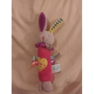 Doudou D Amour D&c Babynat Baby Nat Lapin Rouge Rose Coeur Jaune Etiquette Viloet Vert Bleu Bruit De Papier - Occasion