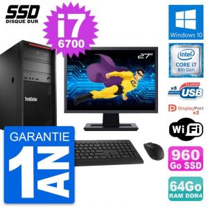 PC Tour Lenovo P320 MT Ecran 27" Core i7-6700 RAM 64Go SSD 960Go Windows 10 Wifi - Occasion