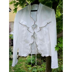 Veste Extenzo Paris Taille 38 Blanche Et Marron Lin - Occasion