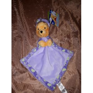 Doudou Winnie Nicotoy Disney Mauve Violet Luminescent Lune Bonnet - Occasion