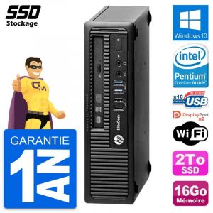 Mini PC HP EliteDesk 800 G1 USDT Pentium G3220 RAM 16Go SSD 2To Windows 10 Wifi - Occasion