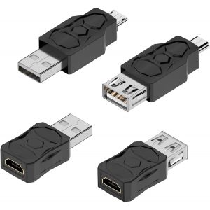 4PCS Adaptateur USB vers Micro USB,convertisseur USB 2.0 m&acirc;le vers Micro USB Femelle supportant Une Charge de 5V/2A et Un Transfert de donn&eacute;es de 480Mbps(USB to Micro USB) - Occasion