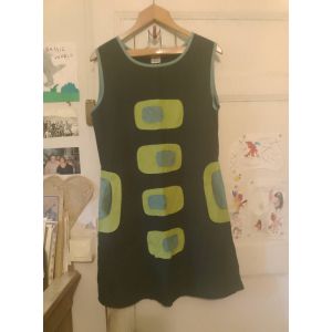 Robe Noire Motifs Colorés 42 Xl Goa. - Occasion