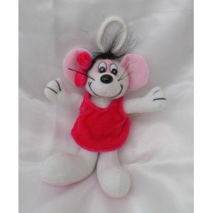 Doudou Peluche Souris Blanche Robe Et Noeud Rose Van De Walle - Occasion