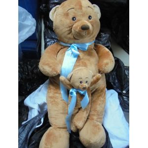 Peluche g&eacute;ante : ours / nounours - hauteur : 1 m&egrave;tre + le b&eacute;b&eacute; ourson - Occasion