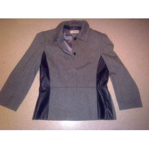 Veste Fedora Grise A Banche Cuir Noir - T42 - Occasion