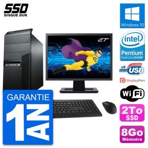 PC Tour Lenovo ThinkCentre M92p Ecran 27" G2020 RAM 8Go SSD 2To Windows 10 Wifi - Occasion
