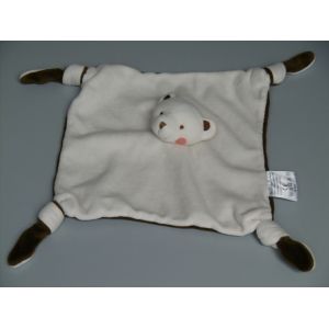 Doudou Ours Plat Blanc Marron Babou - Occasion