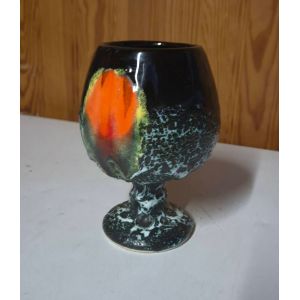 Coupe en c&eacute;ramique Vallauris &eacute;maill&eacute;e d&eacute;cor lave "fat lava" vintage - Occasion