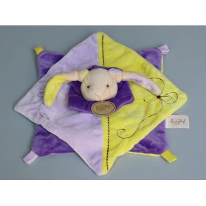 Doudou Lapin Plat Violet Jaune Baby Nat - Occasion