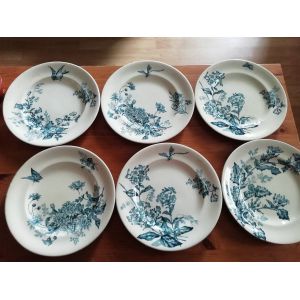 6 Assiettes Vintage C&eacute;ramique D&eacute;cor Floral - Occasion