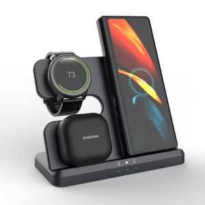 Chargeur Induction 3 en 1 pour Samsung S24/S23/S22/S21 Plus/Ultra/Z Flip Z Fold 5/4, Chargeur sans Fil pour Galaxy Watch 5/5 Pro/4/3/Active 2/1, Station de Charge Galaxy Buds - Occasion