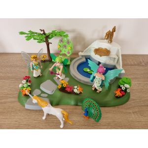 Lot Playmobil - Fontaine magique avec fées et licorne - Occasion