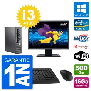 Mini PC HP 800 G1 USDT Ecran 22" i3-4130 RAM 16Go Disque 500Go Windows 10 Wifi - Occasion