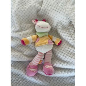 Doudou Peluche Nicotoy Vache Rose Vert - Occasion