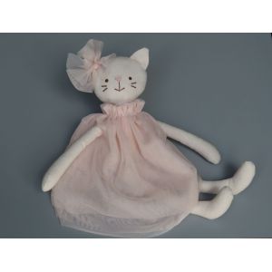 Doudou Chat Blanc Robe Tulle Rose Vertbaudet - Occasion