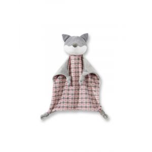 Doudou Plat Renard Obaibi Gris Blanc Petits Carreaux Peluche Jouet Bebe Naissance Eveil Comforter Grey White Fox Baby - Occasion