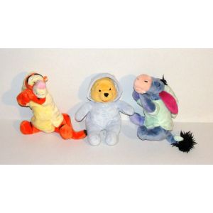 Winnie L'ourson Tigrou Et Bourriquet Dormeur Doudou En Pyjama Lot 3 Peluches Animaux 20 Cm Disney - Occasion
