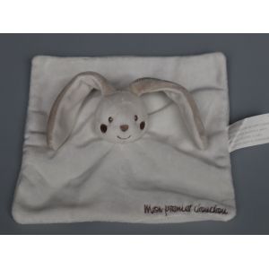 Doudou Lapin Plat Blanc Beige Kimbaloo - Occasion