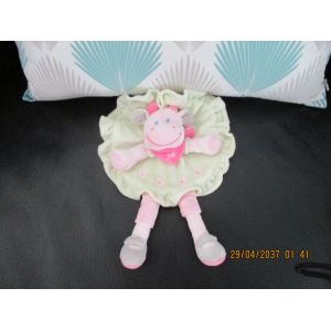 Doudou Plat Rond Vache Vert Et Rose Nicotoy Simba Dickie Belgium - Occasion