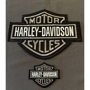 Kit Moto Écusson Patch Brodé Thermocollant Gris & Noir , Harley Davidson - Occasion